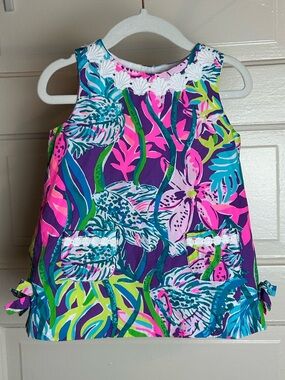 Lilly Pulitzer Fish Tropical Vibrant Pink & Purple Shift Dress 18-24mos
